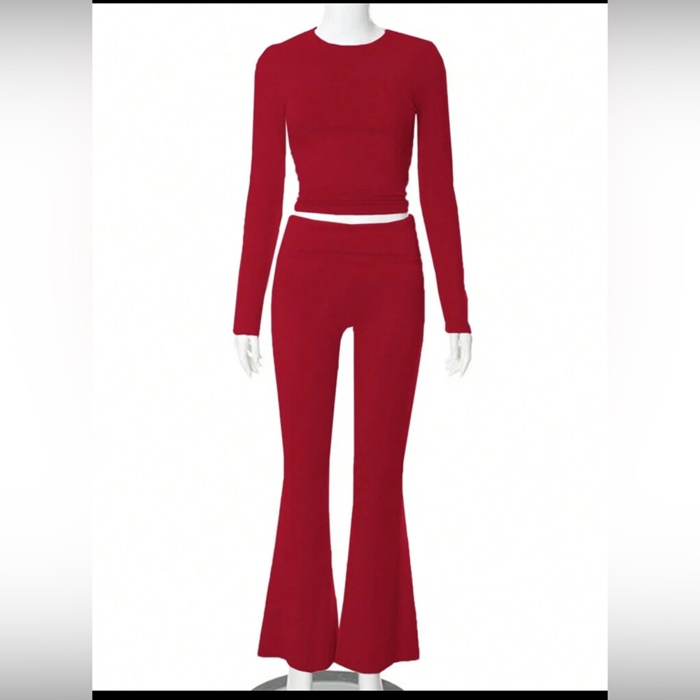 NWOT SHEIN Red Crop Top & Pant 2 Piece Set size small